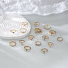 Wholesale Bohemian Style Ring Set With Diamond Inlay Alloy Geometric Leaves Electroplated Jewelry For Women