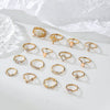 Wholesale Bohemian Style Ring Set With Diamond Inlay Alloy Geometric Leaves Electroplated Jewelry For Women
