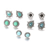 Wholesale Bohemian Style Unisex Earrings In Alloy With Dazzling Turquoise Gemstones And Geometric Pattern Electroplated