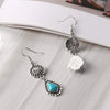 Wholesale Bohemian Vintage Carved Turquoise Long Earrings Alloy Geometric Electroplated For Women