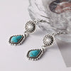 Wholesale Bohemian Vintage Carved Turquoise Long Earrings Alloy Geometric Electroplated For Women