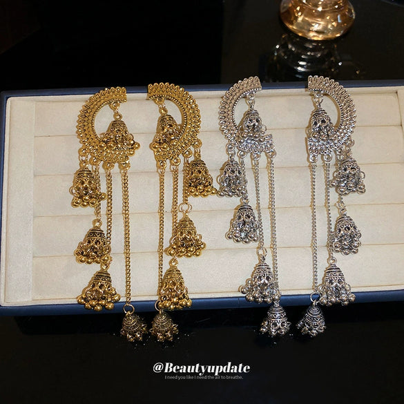 Wholesale Bohemian Vintage Metal Earrings With Joker Long Tassel And Geometric Design Electroplated