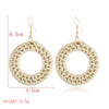Wholesale Bohemian Wood Rattan Earrings Set With Geometric Pattern And Electroplating