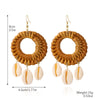 Wholesale Bohemian Wood Rattan Earrings Set With Geometric Pattern And Electroplating