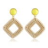 Wholesale Bohemian Wood Rattan Earrings Set With Geometric Pattern And Electroplating