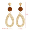 Wholesale Bohemian Wood Rattan Earrings Set With Geometric Pattern And Electroplating