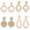 Wholesale Bohemian Wood Rattan Earrings Set With Geometric Pattern And Electroplating