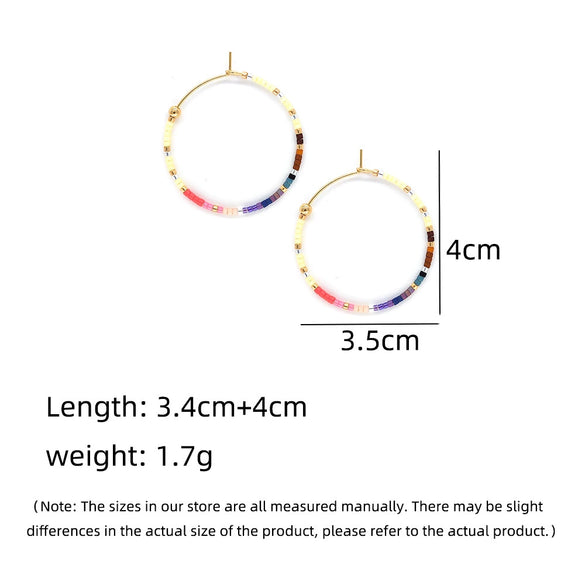 Wholesale Boho Retro Big Glass Glaze Ushape Handmade Beaded Women's Earrings