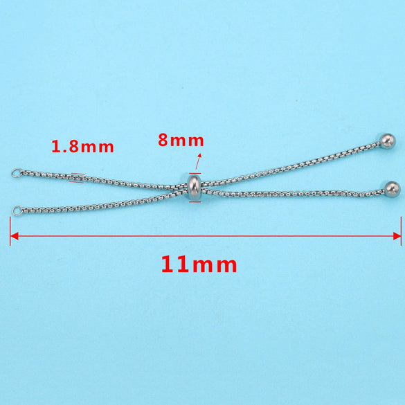 Wholesale Bolo Bracelet Stainless Steel Square Pearl Chain Electroplated