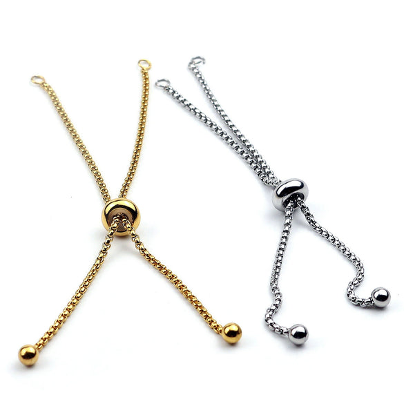 Wholesale Bolo Bracelet Stainless Steel Square Pearl Chain Electroplated