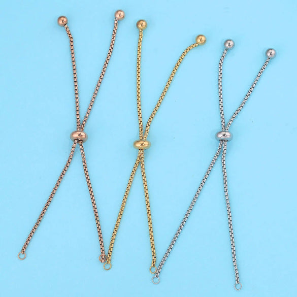 Wholesale Bolo Bracelet Stainless Steel Square Pearl Chain Electroplated