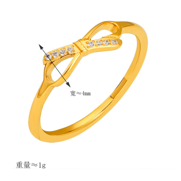 Wholesale Bow Diamond Geometric Titanium Steel Ring For Women Light Luxury Niche Fashion