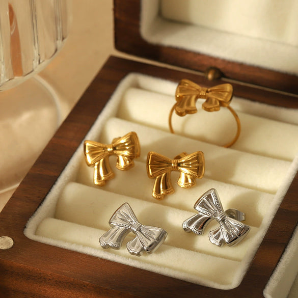 Wholesale Bow Earrings Stainless Steel Fashion Electroplated For Women