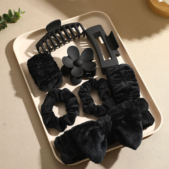 Wholesale Bow Headband Grabber Set Black Simple Style Hair Accessories With Painting Treatment For Women