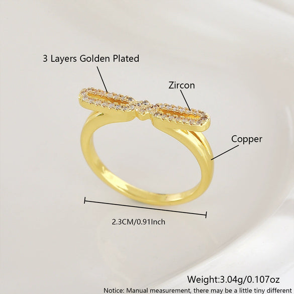 Wholesale Bow Ring Copper Sweet Style Electroplating Hand Jewelry For Women