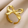 Wholesale Bow Ring Stainless Steel Electroplated Gold Simple Fashion