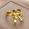 Wholesale Bow Ring Stainless Steel Electroplated Gold Simple Fashion
