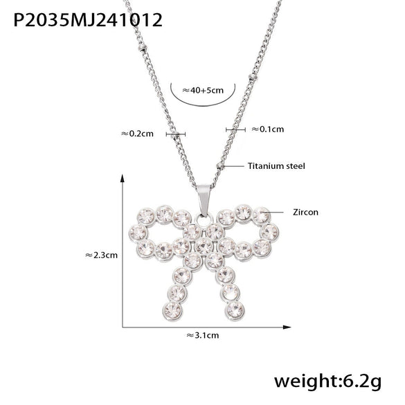 Wholesale Bow Shaped Titanium Steel Clavicle Necklace For Women Pvd Electroplated Gold Fadeless Jewelry