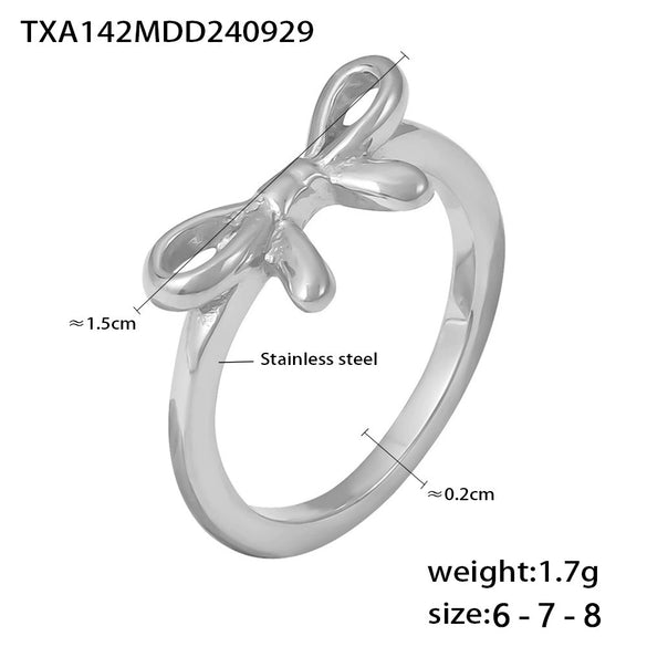 Wholesale Bow Style Stainless Steel Ring Bracelet Pvd Plated Gold Jewelry
