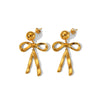 Wholesale Bowknot Earrings Stainless Steel With Bow Pattern 18K Gold Vacuum Electroplated For Women