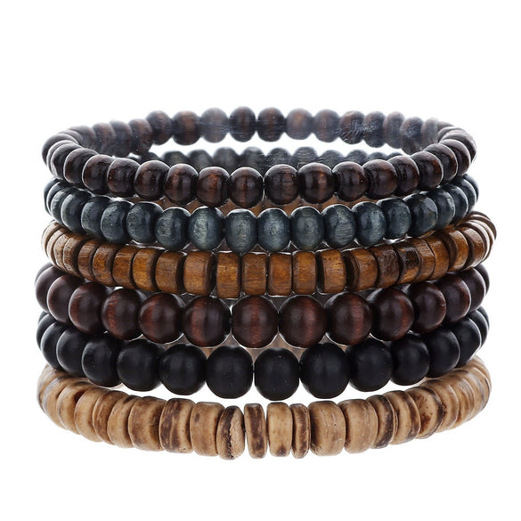 Wholesale Bracelet Coconut Shell And Wood Beaded Geometric Handmade Unisex Jewelry