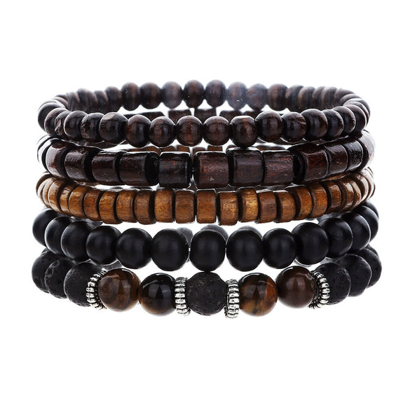 Wholesale Bracelet Coconut Shell And Wood Beaded Geometric Handmade Unisex Jewelry