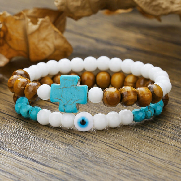 Wholesale Bracelet Coconut Shell And Wood Beaded Geometric Handmade Unisex Jewelry