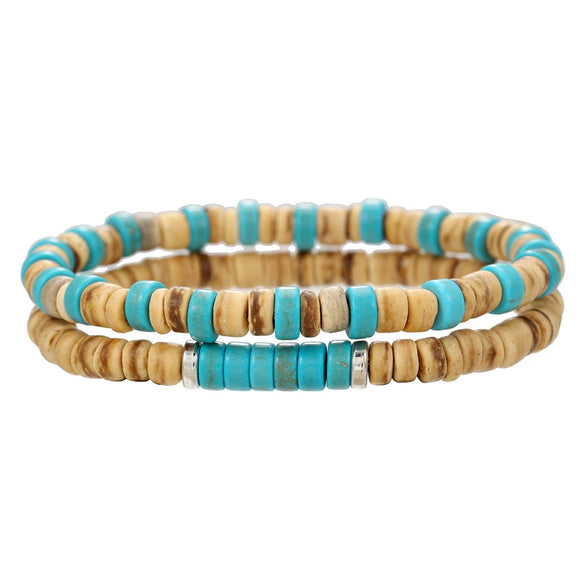 Wholesale Bracelet Coconut Shell And Wood Beaded Geometric Handmade Unisex Jewelry
