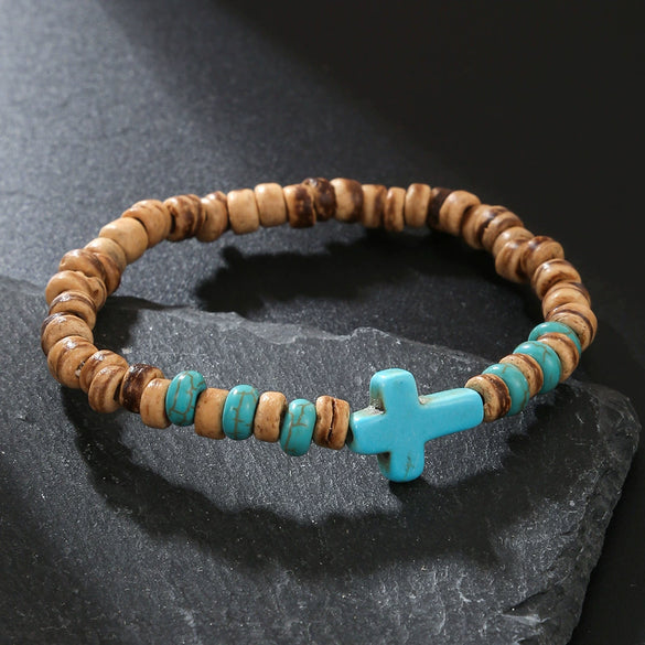 Wholesale Bracelet Coconut Shell Wood Chips Pine Stone Geometric Handmade Unisex
