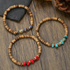 Wholesale Bracelet Coconut Shell Wood Chips Pine Stone Geometric Handmade Unisex