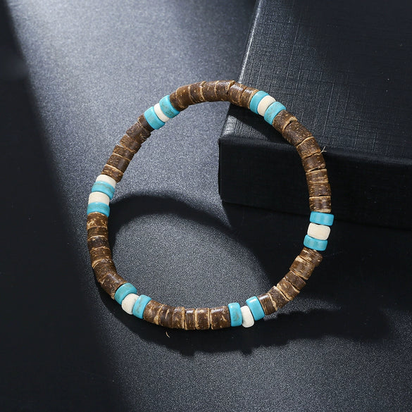 Wholesale Bracelet Coconut Shell Wood Chips Pine Stone Geometric Handmade Unisex