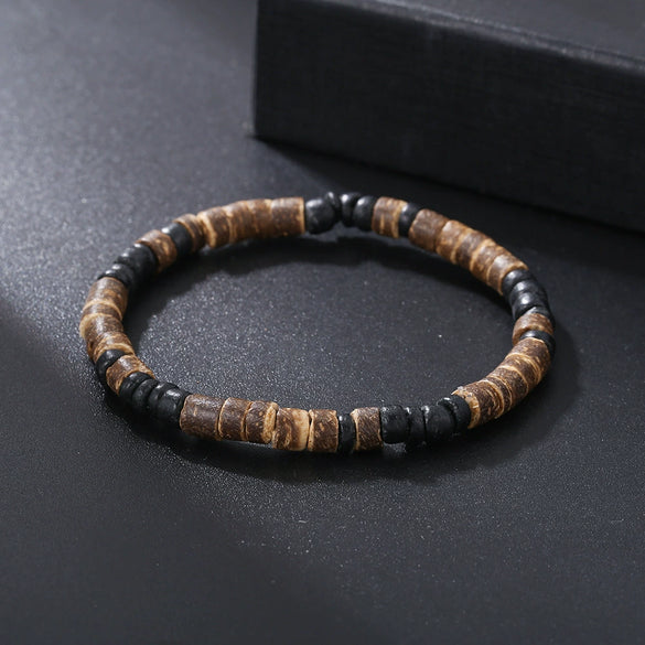 Wholesale Bracelet Coconut Shell Wood Chips Pine Stone Geometric Handmade Unisex