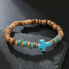 Wholesale Bracelet Coconut Shell Wood Slice Turquoise Geometric Handmade