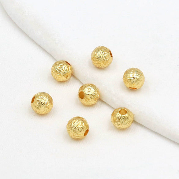 Wholesale Bracelet Copper 18K Gold Plated Patterned Round Bead Braided Jewelry Accessories