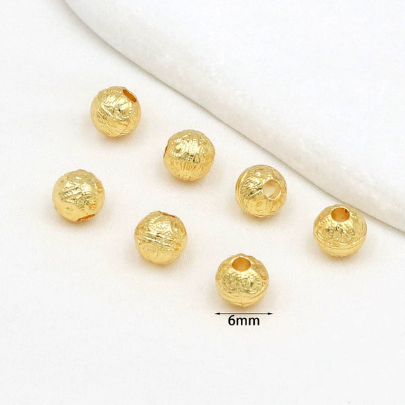 Wholesale Bracelet Copper 18K Gold Plated Patterned Round Bead Braided Jewelry Accessories