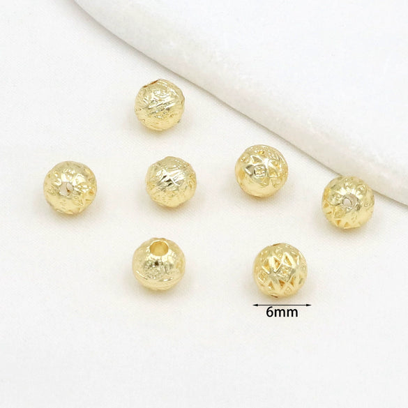 Wholesale Bracelet Copper 18K Gold Plated Patterned Round Bead Braided Jewelry Accessories