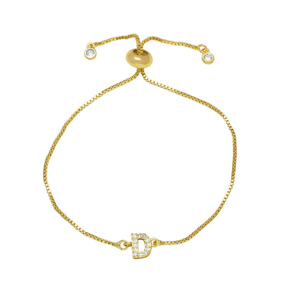 Wholesale Bracelet Copper Plated With Real Gold Full Of Zirconium English Letter Design