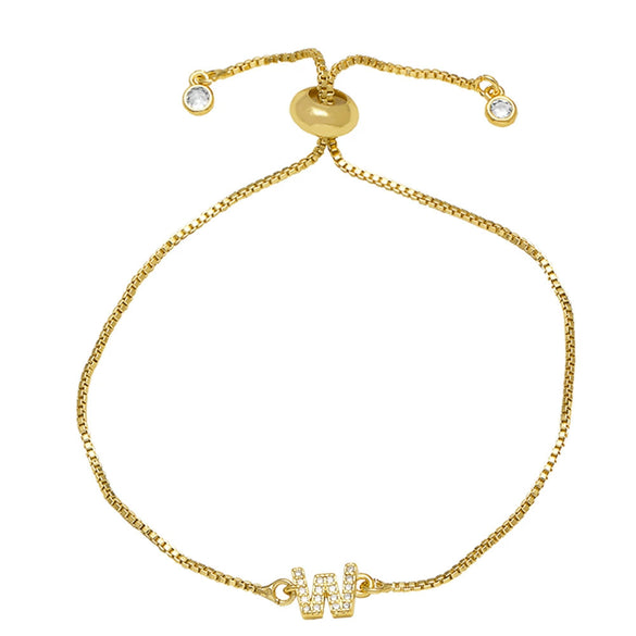 Wholesale Bracelet Copper Plated With Real Gold Full Of Zirconium English Letter Design