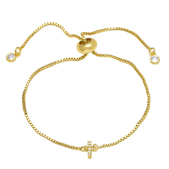 Wholesale Bracelet Copper Plated With Real Gold Full Of Zirconium English Letter Design