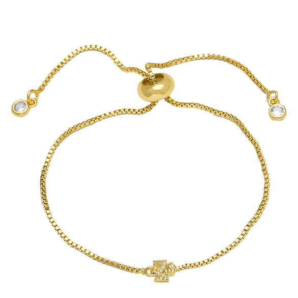 Wholesale Bracelet Copper Plated With Real Gold Full Of Zirconium English Letter Design
