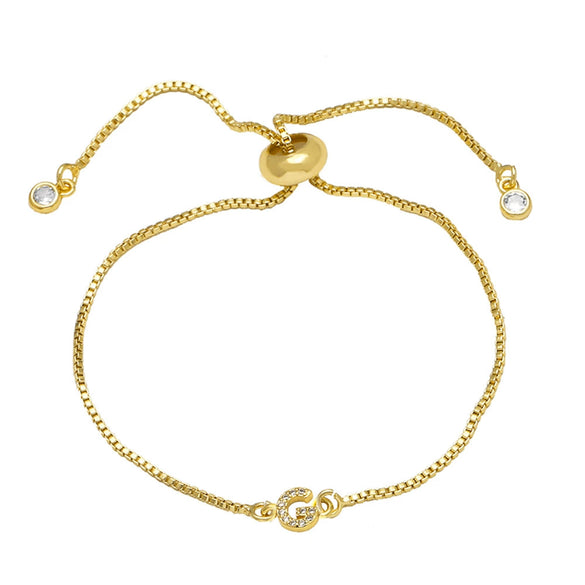 Wholesale Bracelet Copper Plated With Real Gold Full Of Zirconium English Letter Design