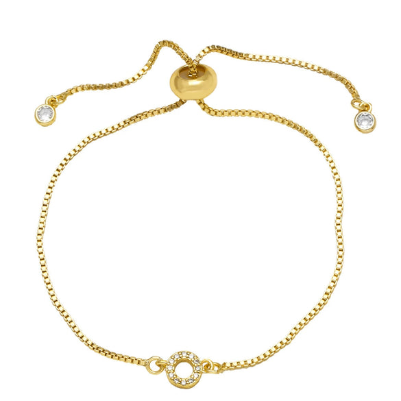 Wholesale Bracelet Copper Plated With Real Gold Full Of Zirconium English Letter Design