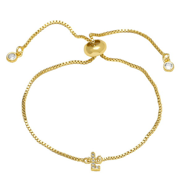 Wholesale Bracelet Copper Plated With Real Gold Full Of Zirconium English Letter Design