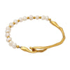 Wholesale Bracelet Freshwater Pearl Stainless Steel Geometric Style 18K Gold Plated