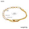 Wholesale Bracelet Freshwater Pearl Stainless Steel Geometric Style 18K Gold Plated