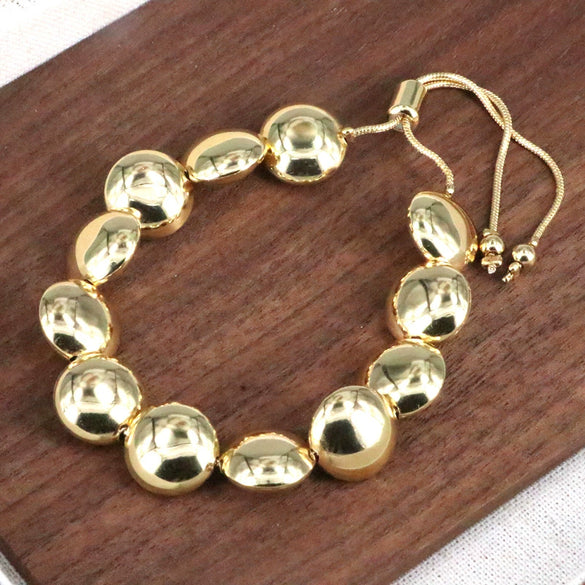 Wholesale Bracelet Gold Plated Copper Bead Geometric Style Woven Pearl Electroplated