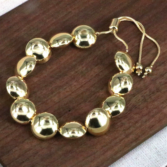 Wholesale Bracelet Gold Plated Copper Bead Geometric Style Woven Pearl Electroplated