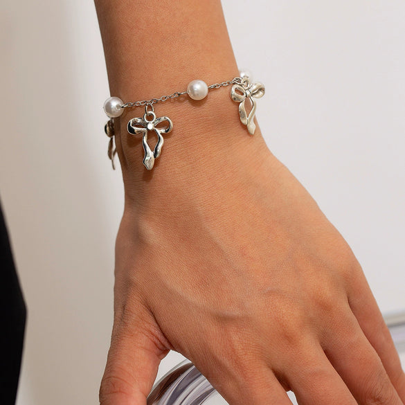 Wholesale Bracelet Imitation Pearl Bow Star Heart Geometric Electroplating Women's