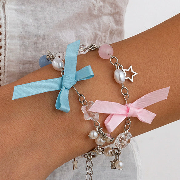 Wholesale Bracelet Imitation Pearl Bow Star Heart Geometric Electroplating Women's