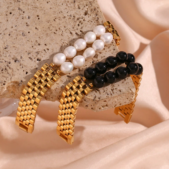 Wholesale Bracelet Jewelry Stainless Steel Geometric Splicing Retro Fashion Electroplated For Women